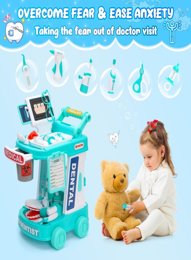 maysida Dentist Play Set Toy for Kids, Pretend Play Medical Toy Dentist Cart, Dental Toy with Fake Teeth, Doctor Toy for Toddlers 3-5, Christmas Birthday Costume Role Play Dress Up Gift Ideas for Boys Girls - Image 4